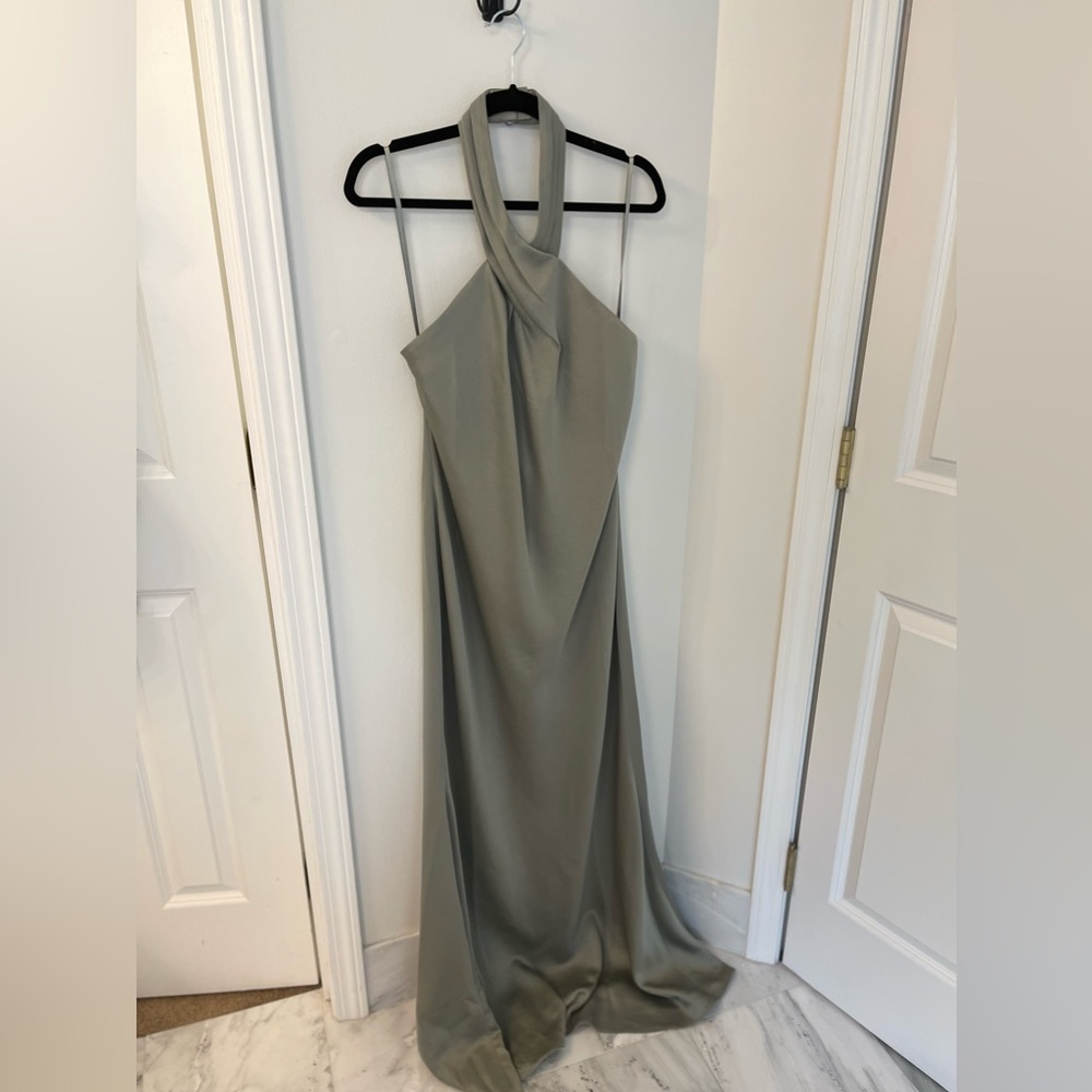 BHLDN Ruby Twist Halter Satin Gown NWT!